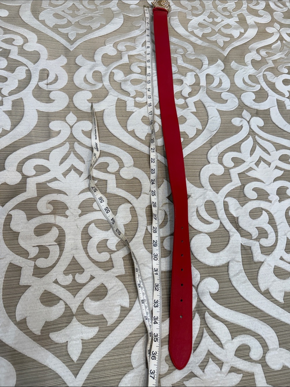 Juicy Couture Red Belt with Gold Crystal Heart Buckle - Picture 4 of 5
